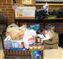 The collected food in the school office.